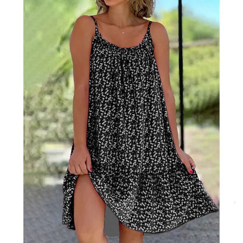 Summer Dress Bodysuit Vestidos Elegantes Floral Dress Maxi Dress for Women June S-5XL2025 New Large Hem Floral Camisole Oversized Dress