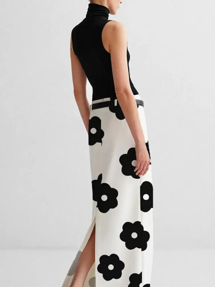 Missuoo Korean Fashion Skirt for Urban Women Floral Printed High Waist Slim Fit Hline Skirts Summer Elegant 250515