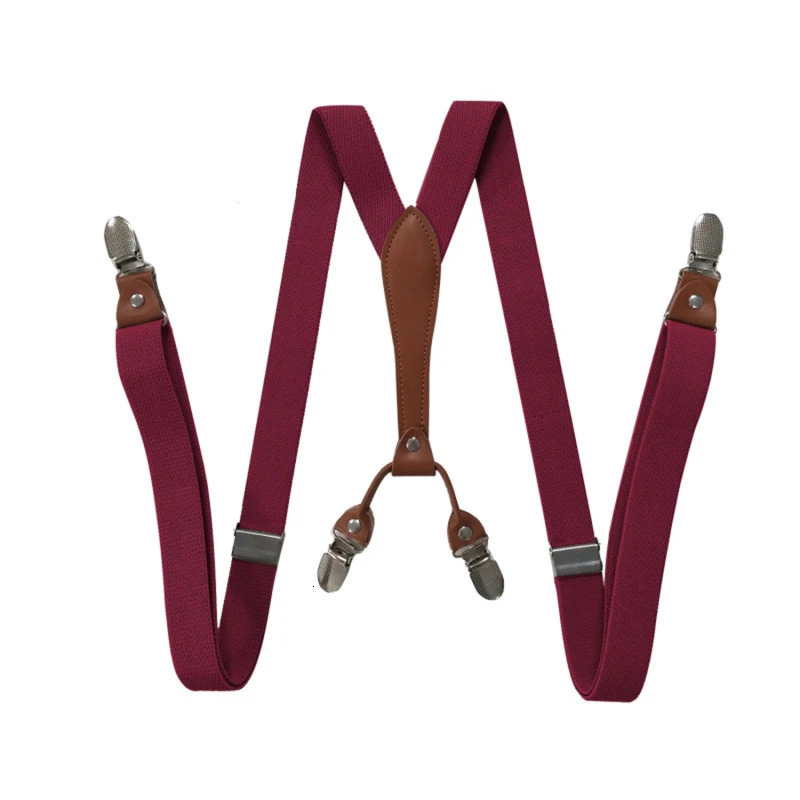 1pc Fashion Suspenders Men Women 2.5cm Wide X-back 4 Clips Adjustable Elastic Trouser Braces Straps Gifts to Dad Husband 250515