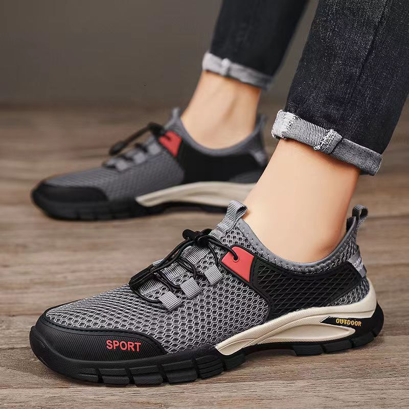 Summer mesh 2025 new breathable casual plus size men's upstream outdoor sports hiking shoes