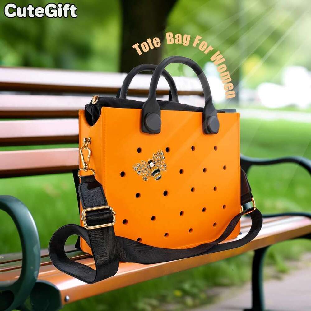 EVA Large Leather Shoulder Handbag Tote For Women Casual Waterproof Beach Hole Fit Charm Fashion Storage Bag