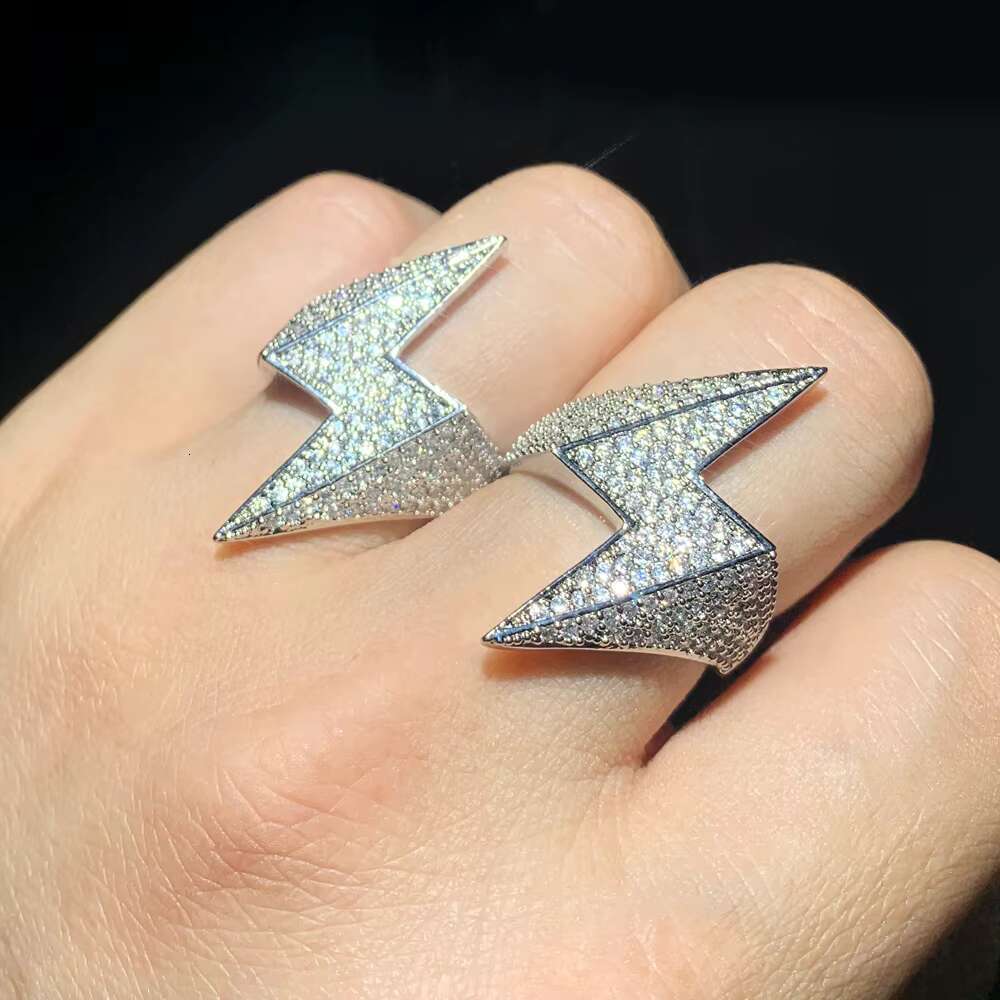 Drop Shopping Prong Lighing Micro Pave Iced Out CZ Hip Hop Cuban Ring for Men Spinous Letter Z Big Adjustable Jewelry