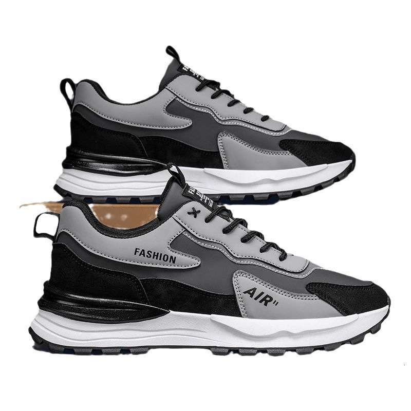 Brand Men's 2025 New Spring Leather Face Work Safety Running Sports Dad Shoes