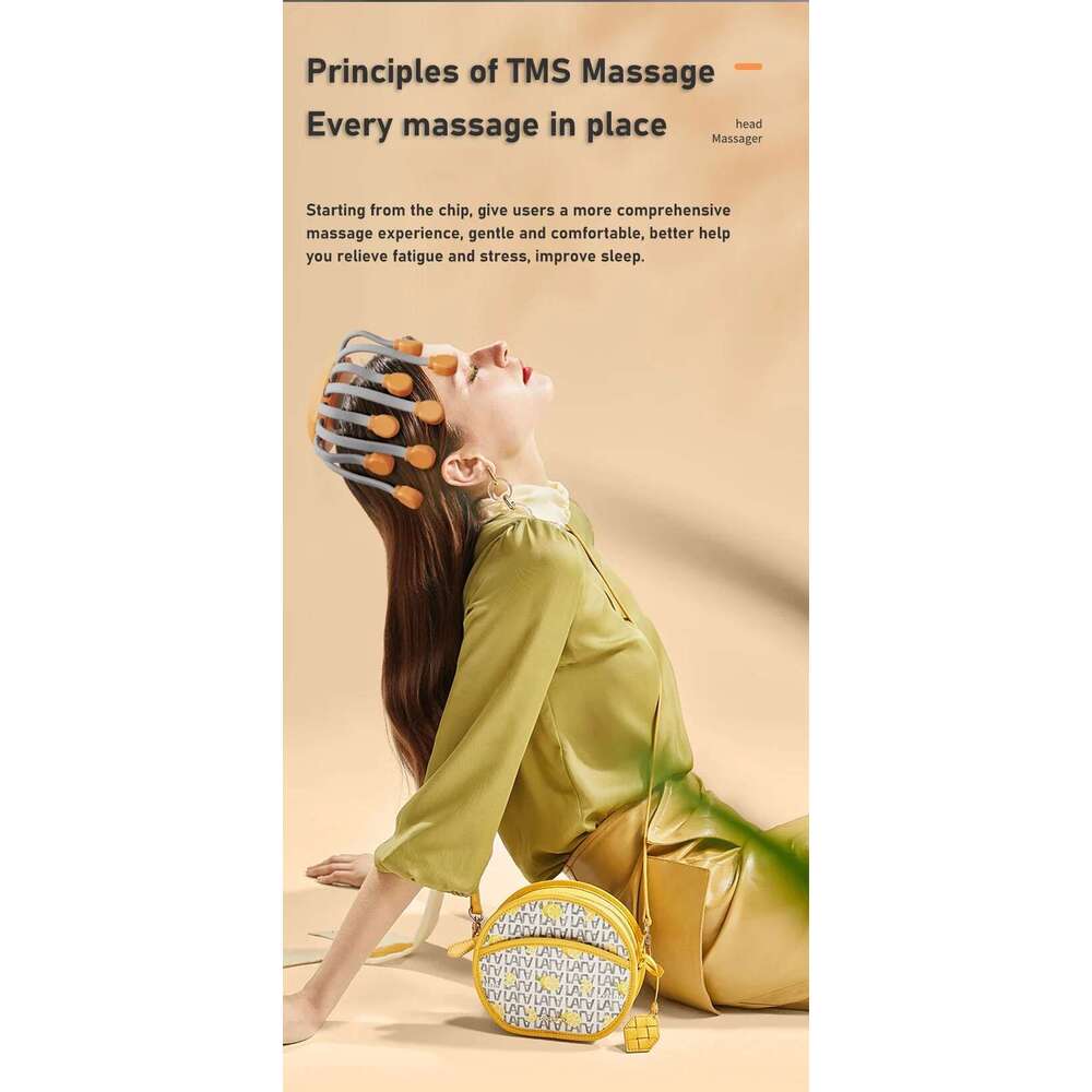 20Massage Heads Orange Scalp Head Massager Red Light Vibrator Octopus Scratcher For Relaxation Stress Migraine
