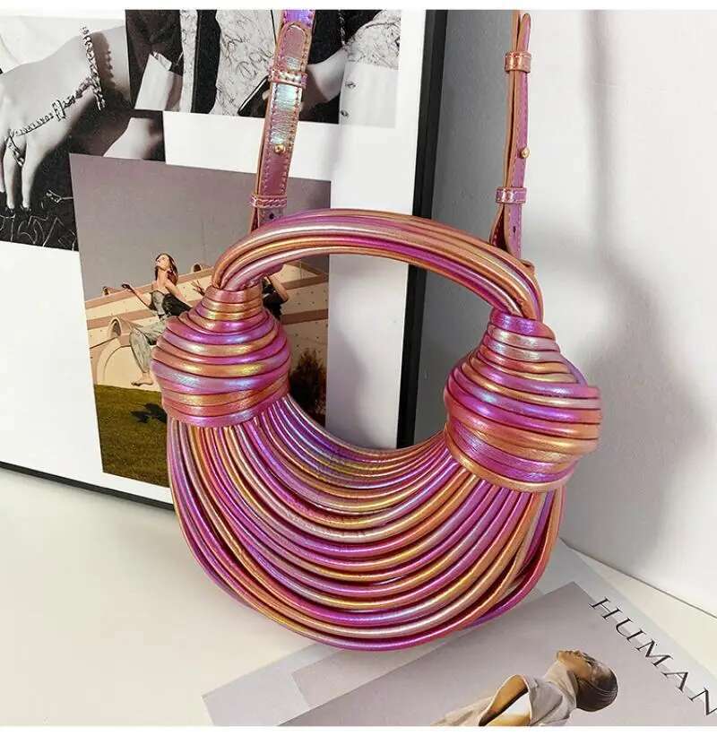 Handbags For Women Designer Handwoven Noodle Bags Rope Knotted Pulled Hobo Evening Purses Clutch Bag For Banquet Party