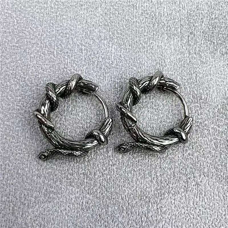 New Punk Wind Style Xiao Snake Surrounding Tree Vine Personalized Hip Hop Design Earrings and Accessories