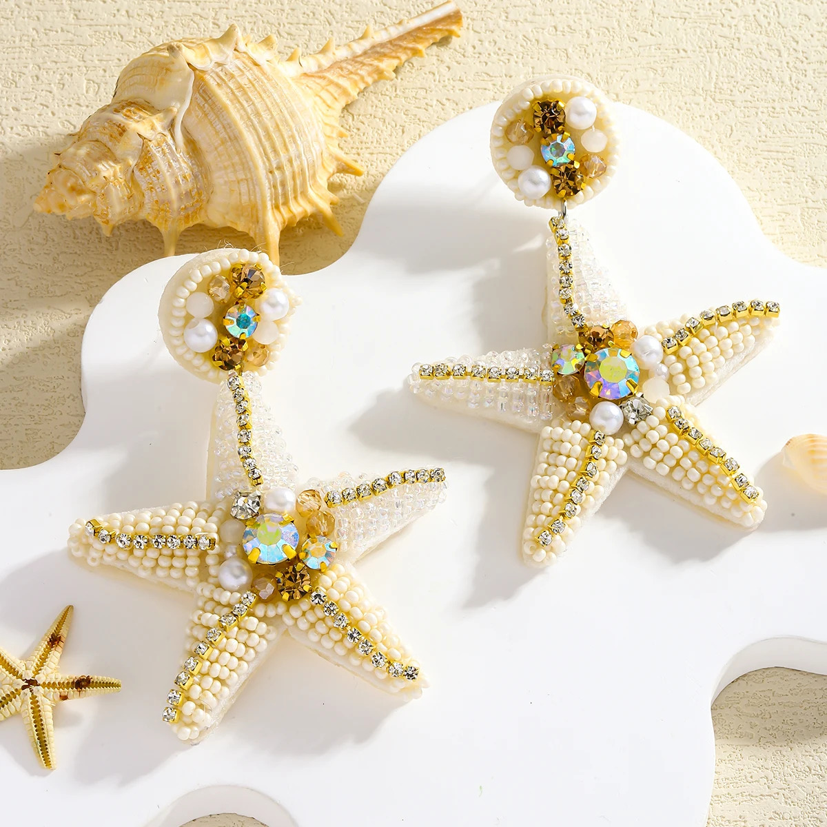 Creative Starfish Dangle Earrings For Women Bohemia Handmade Rice Beaded Sea Animal Jewelry Summer Beach Statement Accessories 250515