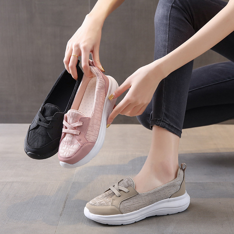 Slip On Lazy For Four Seasons Casual Women S New Mom Casual Shoes S Low Top Flat Bottom Walking Shoes Ddmysaturn