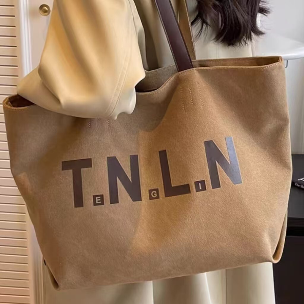 New large capacity women's canvas bag versatile for work and commuting high-end fashion one shoulder designer handbag retro style tote bag fashio