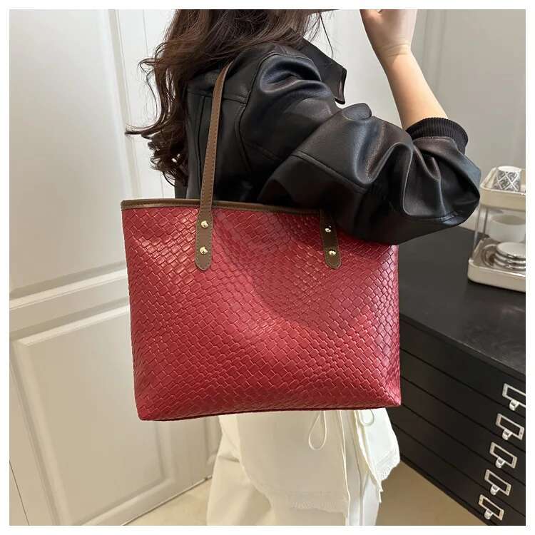 2025 New Woven-Texture Tote Bag Women, Large Capacity Work Shoulder Bag, Stylish Boho Crossbody Purse For Commute & Travel
