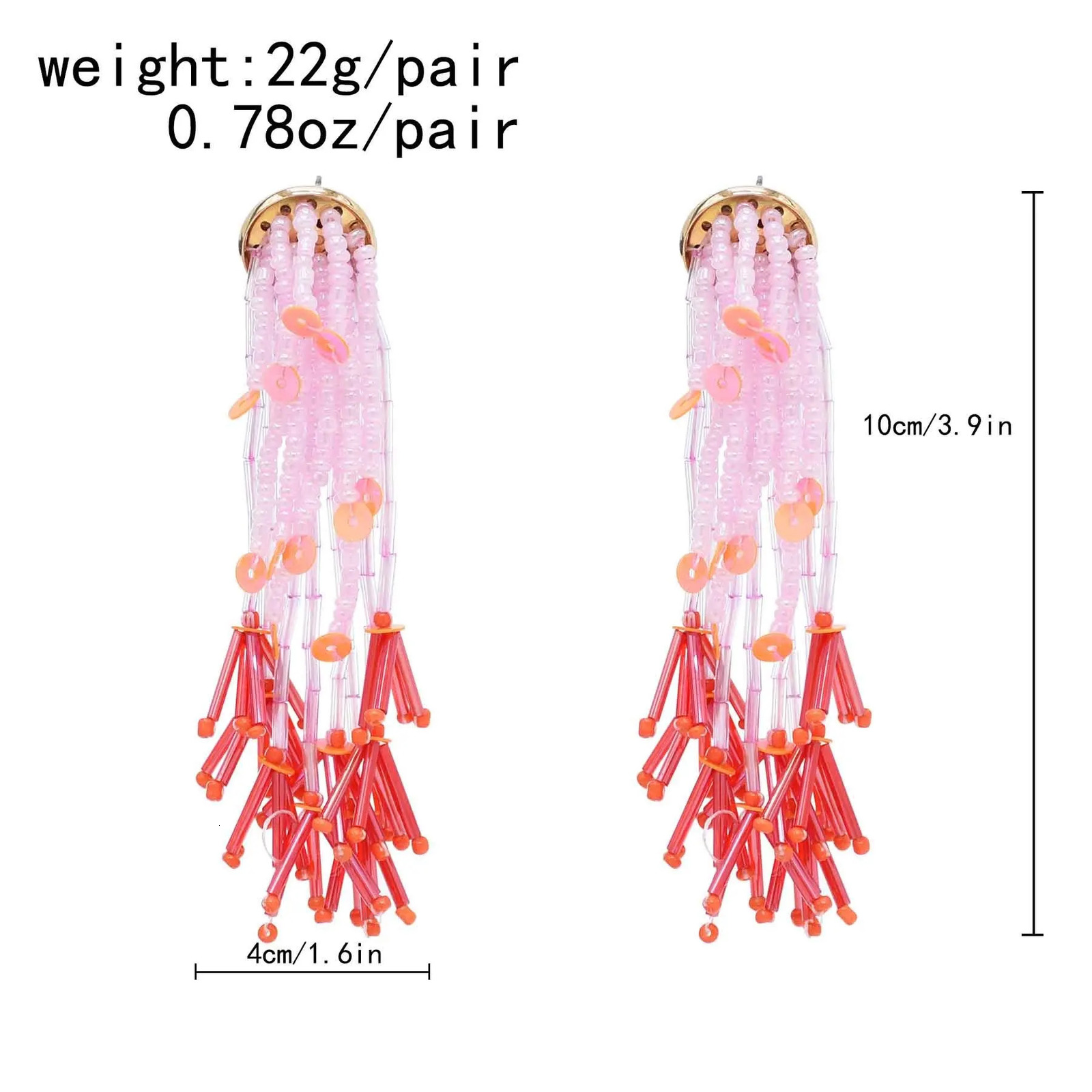 European and American exaggerated hand-beaded rice beads tassel earrings bohemian long vacation style beads earrings for women 250514