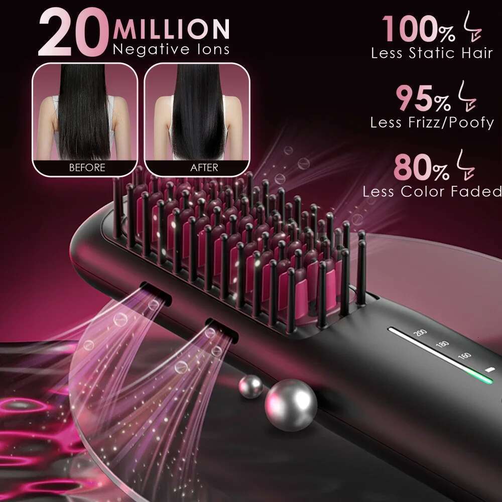 NOVUS cordless with negative ions, 3-speed fast heating, anti-burn hair straightener Christmas gift