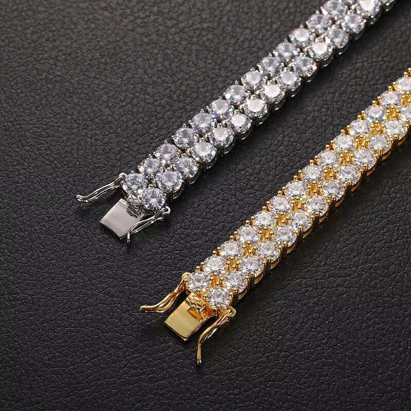 2 Rows 6mm 8mm 10mm Tennis Bracelet Sterling Sier VVS1 D Color Moissanite with GRA Certification