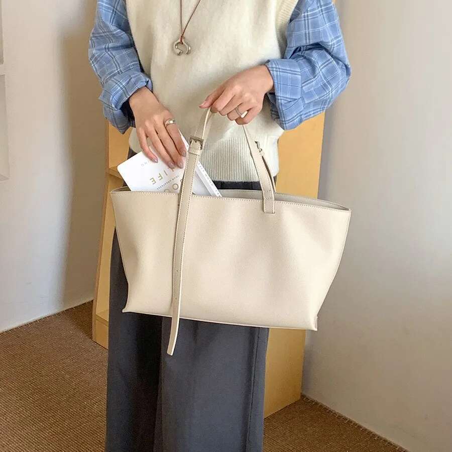 Casual Soft Tote Bag PU Leather Shoulder Bags For Women 2025 NEW High Quality Handbags And Large Shopper Purses
