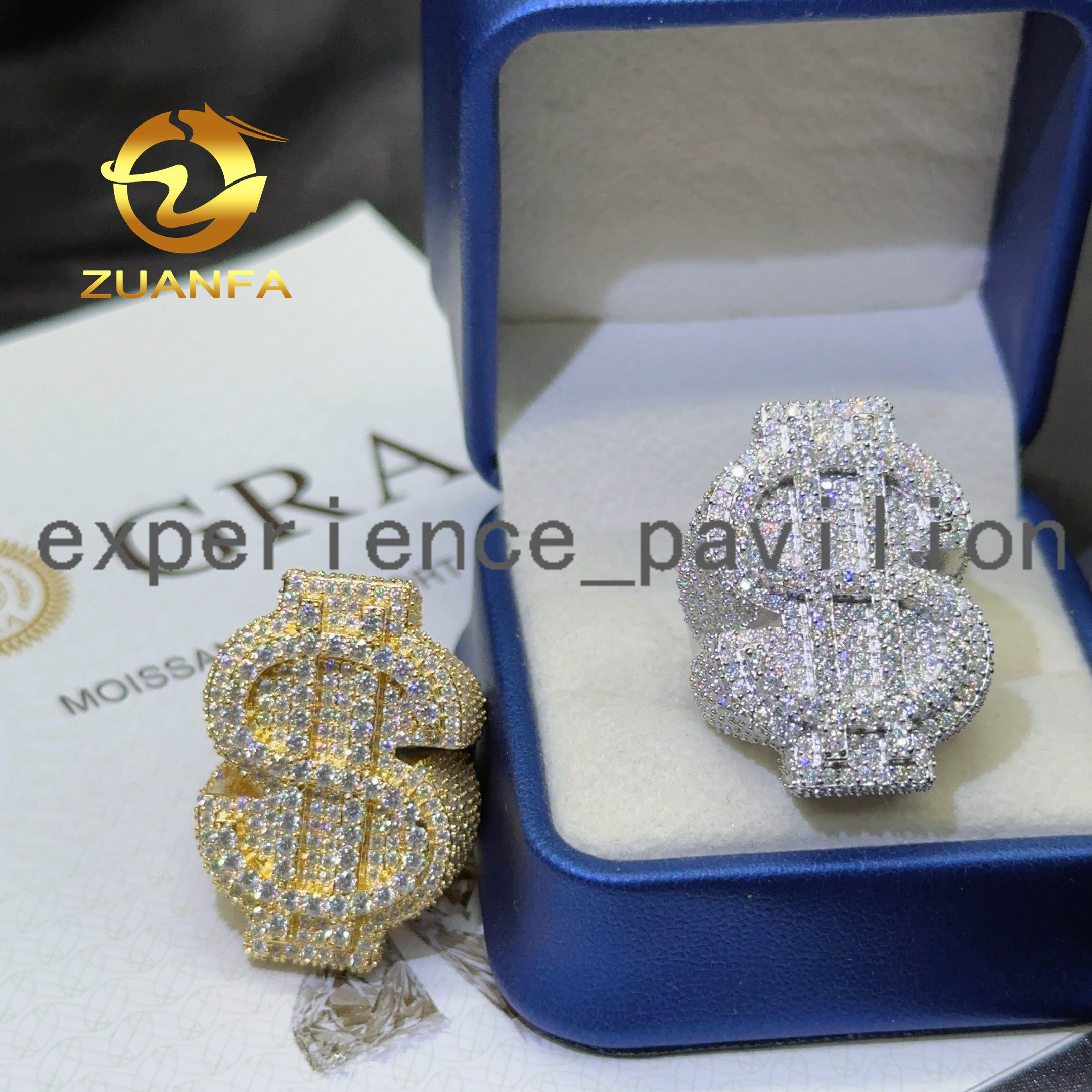 Jewelry Gold Plated Vvs Moissanite 925 Sterling Rapper Rings for Men Hip Hop Ring US Dollar Moissanite Ring