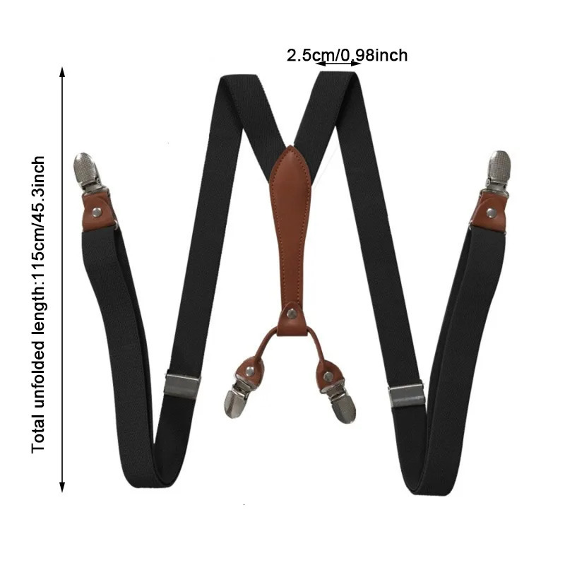 1pc Fashion Suspenders Men Women 2.5cm Wide X-back 4 Clips Adjustable Elastic Trouser Braces Straps Gifts to Dad Husband 250515