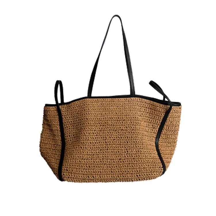 Straw Woven Tote Bags Casual Large Design Capacity Handbag Beach Shoulder Simple Women's Bag Shopping Summer Bolsos