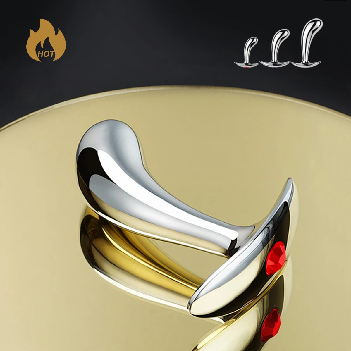 1Pcs Metal thumb anal plug three sizes jewel base outdoor anal plug outdoor dildos adult sex toys 250515