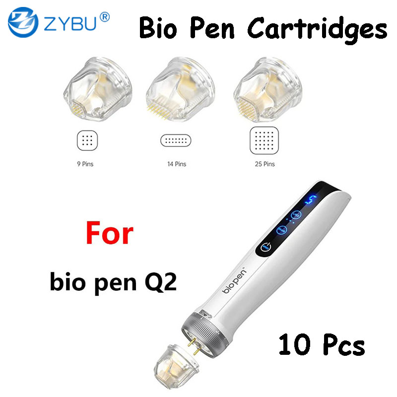 10pcs Replacement Bio Pen Q2 Tattoo Cartridge Needles 9 14 25 Pins Nano for Q2 Electric Derma Pen Tools Microblading Needles Dermapen Accessories Stam