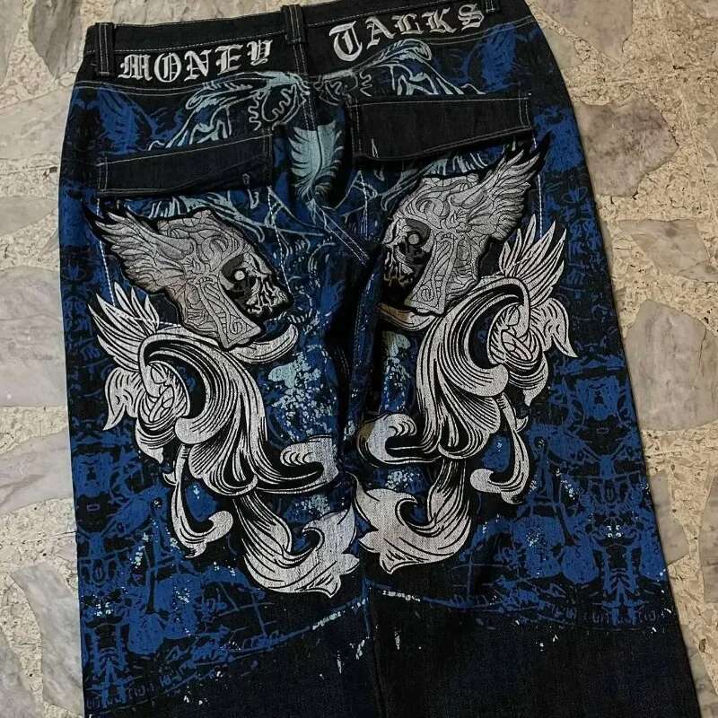 2025 American Fashion Trend Super Character Printed Baggy Jeans Men Y2K Street Haruku Retro Popular High Waist Wide Leg Pants