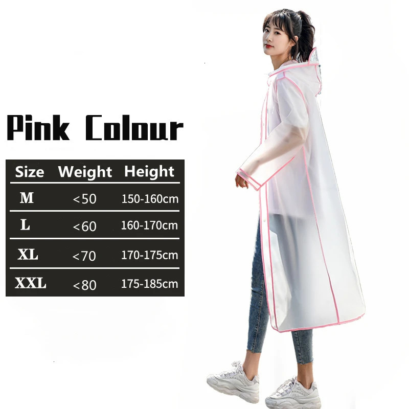 Fashion Women Transparent EVA Clear Raincoat Man Travel Waterproof Rainwear Adult Poncho Outdoor Rain Coat Long Raincoat 250515