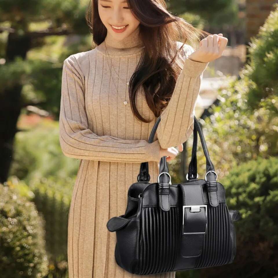 Two-Layers Ladies Casual Tote Hand Bag Leather Handbags Designer Daily Commuting Shoulder Bags For Women Mother Sac