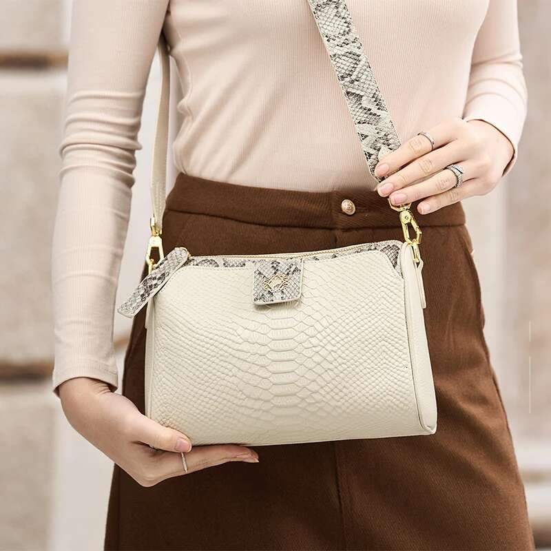 ZOOLER HOT Animal Pattern Genuine Leather Women Crossbody Handmade Single Shoulder Bag Fashion Girls Purses Rice New #Yc323