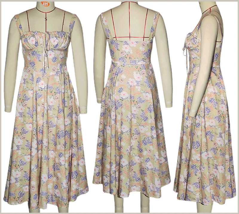 Charming Yellow Dresses: Babydoll Corset Dress with Split Skirt & Bow Tie - A Lightweight Spring Graduation Dresses Option C260311
