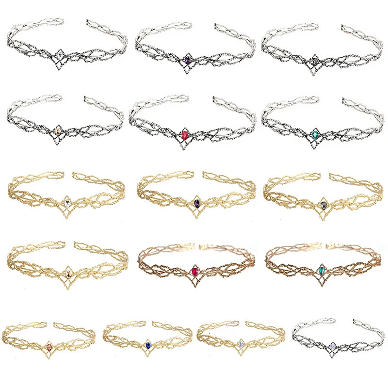 Movie King Round Elves Crown Adjustable Tiara Women Waterdrop Zircon Headband Bridal Crown Wedding Headwear Gifts Hair Accesso 250509
