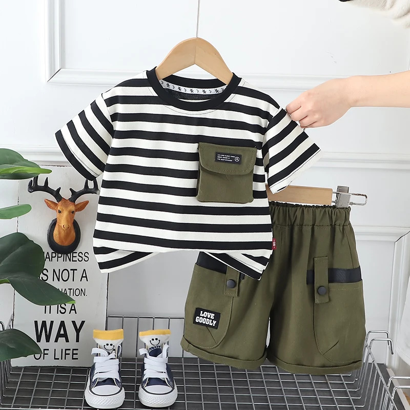 Baby Boys Clothes Suit Summer Children Fashion Striped T-Shirt Shorts 2Pcs/Sets Toddler Casual Costume Kids Tracksuits 250515