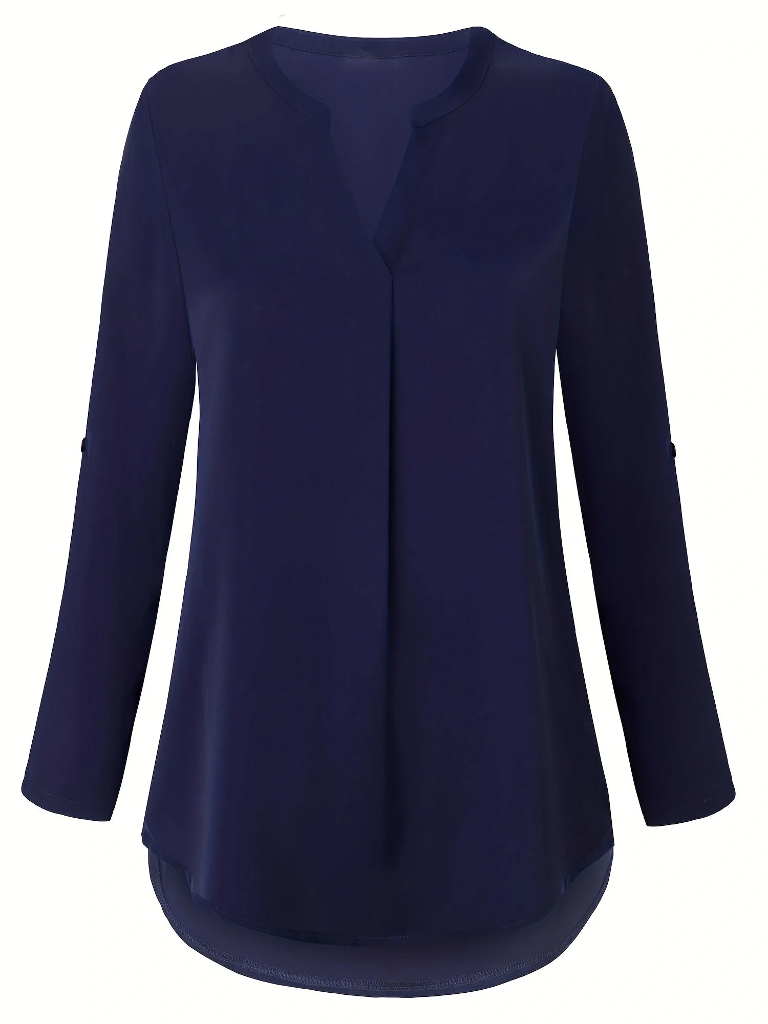 Plus Size 1XL-8XL Casual T-shirt Womens Plus Solid Notched Neck Three Quarter Sleeve With Button Decor Slight Stretch Blouse 250514