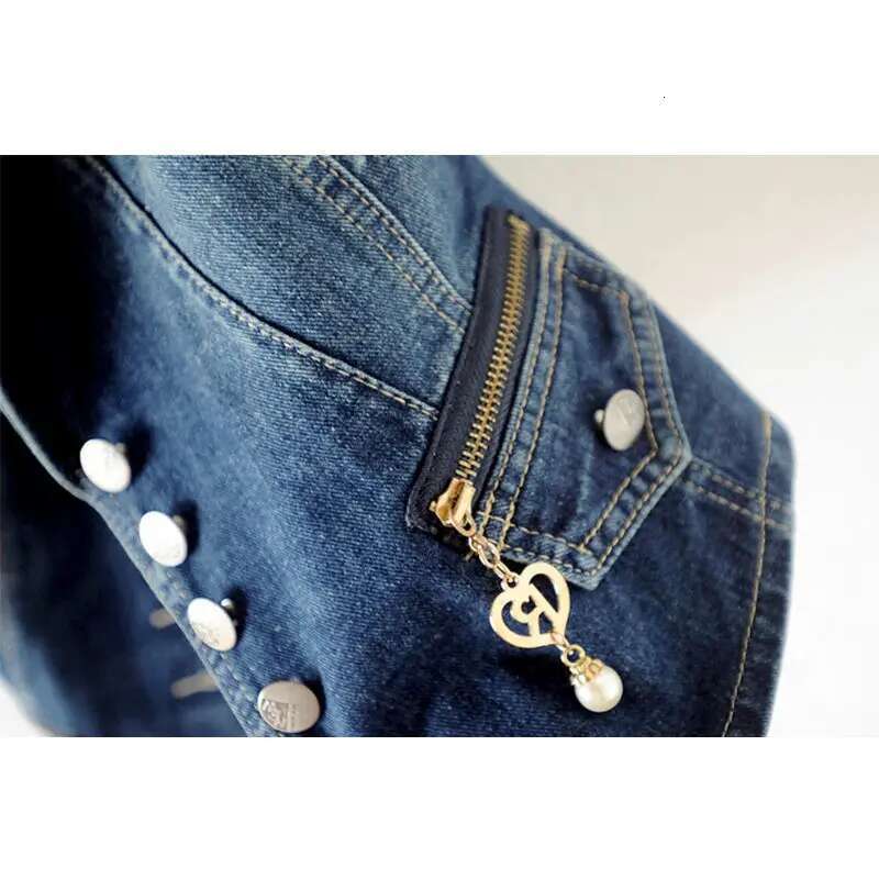 PTKPCC Casual Female Tops Women Denim Vest Jacket Spring Autumn Clothes Sleeveless Short Jeans Waistcoats Single-Breasted 5Xl