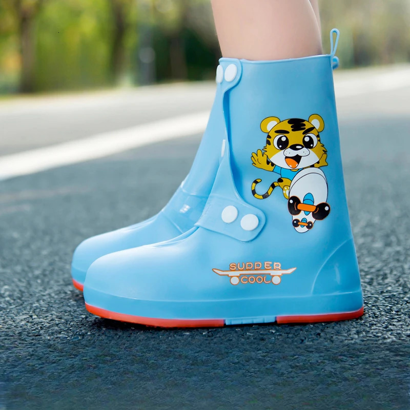 Rain Boots Waterproof Kid Cartoon Cute Pattern Flat Bottom Wear Buckle Rainproof Rubber Shoes Children Students Waterproof Shoes 250515