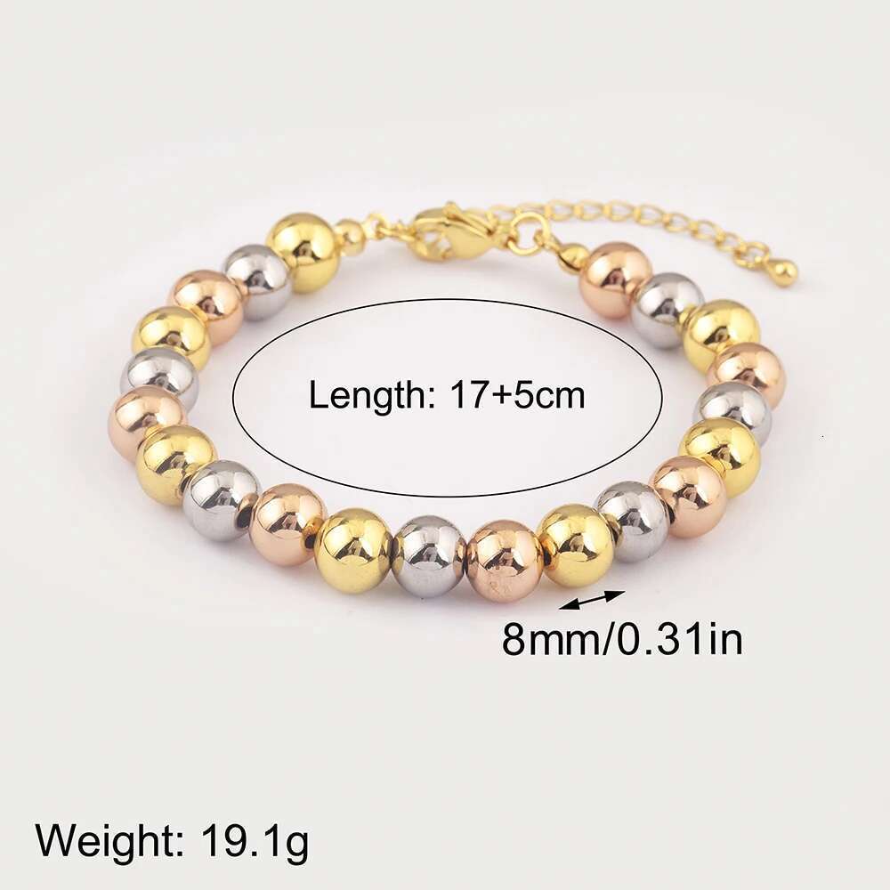 AIBEF Classic Simple Copper Round Bead Bracelet Gold/Sier/Rose Color Women Adjustable Bangle Jewelry Accessories Birthday Gift