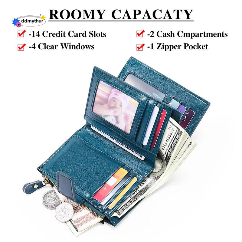 Women's Genuine Leather Short Wallet with Zipper - Kpop Style Coin Pocket & Card Holder, Slim Fashion Purse for Ladies ddmythur