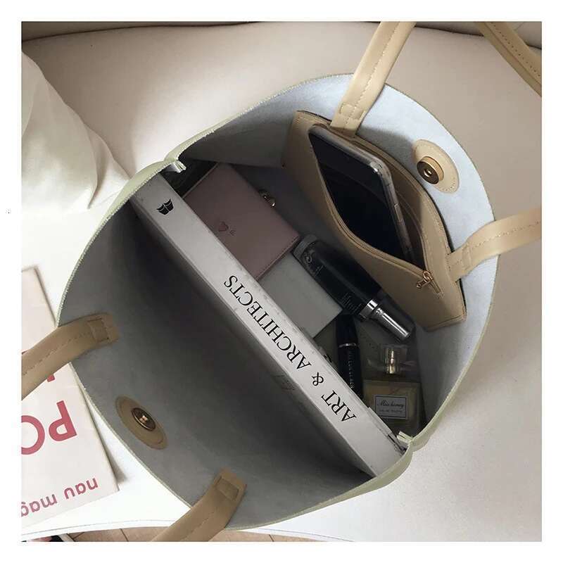 Women's PU Leather Tote Large Capacity Versatile Handbag Crossbody For Simple Shoulder Messenger Bag