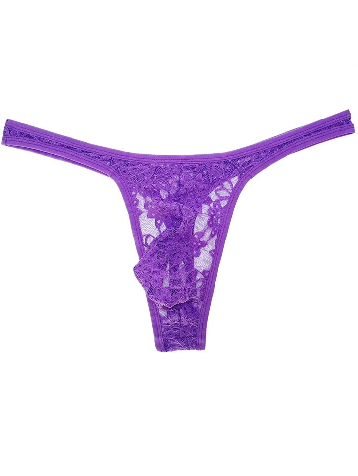 Hollow Out Lace Men Sexy Transparent Thong Underwear See Through Sissy Personalized Jockstrap Man Underpant Erotic HT145 250515