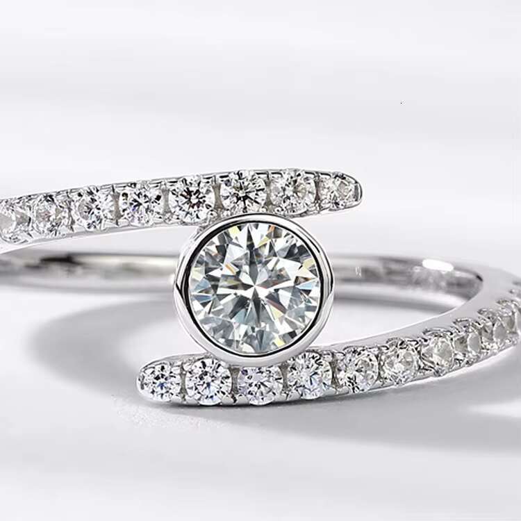 Jewelry 0.3/0.5/1ct/2ct/3ct Classic Wedding Engagement Pure Silver Carbonaceous Silica Ring Popular