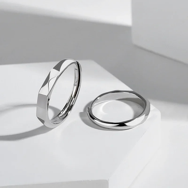 925 Sterling Silver Promise Ring for Her Him Projection Couple Ring Adjustable I Love You Engagement Wedding Ring for Girlfriend 250515