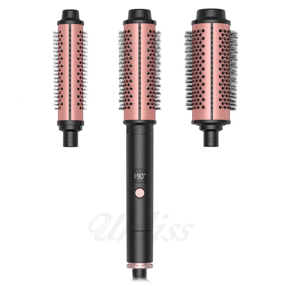 Thermal Heated Ceramic Curling Iron Volumizing with 3 head Heating Round Brush Travel Hair Curler Comb