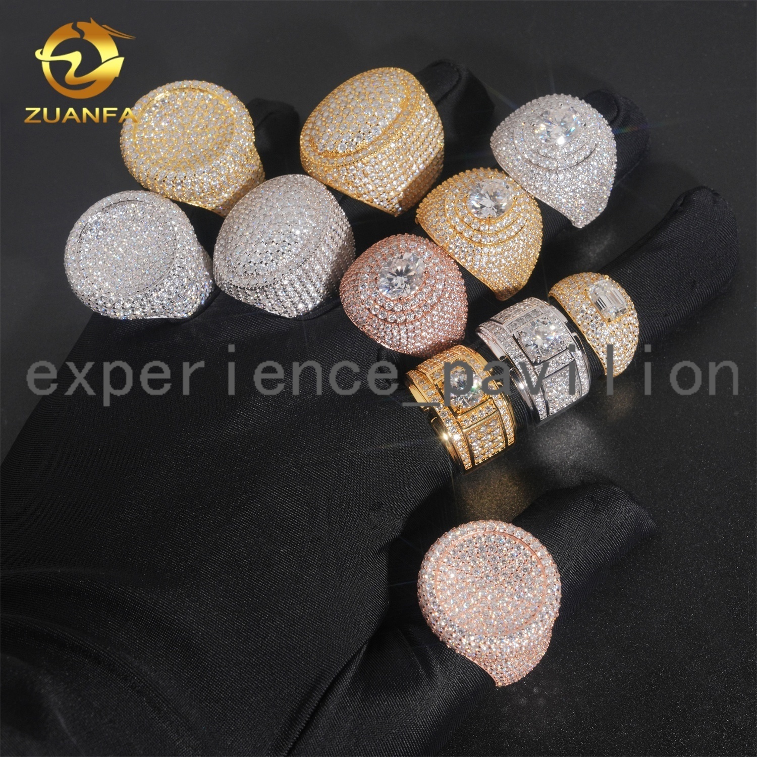 Ready to Ship Iced Out Moissanite Hip Hop Ring for Men Fully Iced 925 Sterling Silver Men Diamond Ring Pass Tester