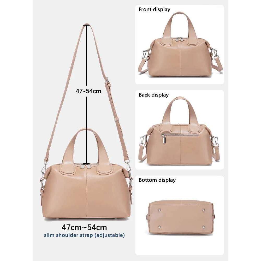 Zency Simple Solid Color Real Cowhide Shoulder Crossbody Bags Genuine Leather Women Handbag Casual Tote Vintage Coffee Bag 2025