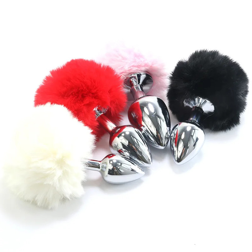 Metal Plush Rabbit Tail Anal Plug Prostate Massager Butt Plug Rabbit Ear BDSM Cosplay Erotic Sex Toys for Women Adults Sex Game 250515