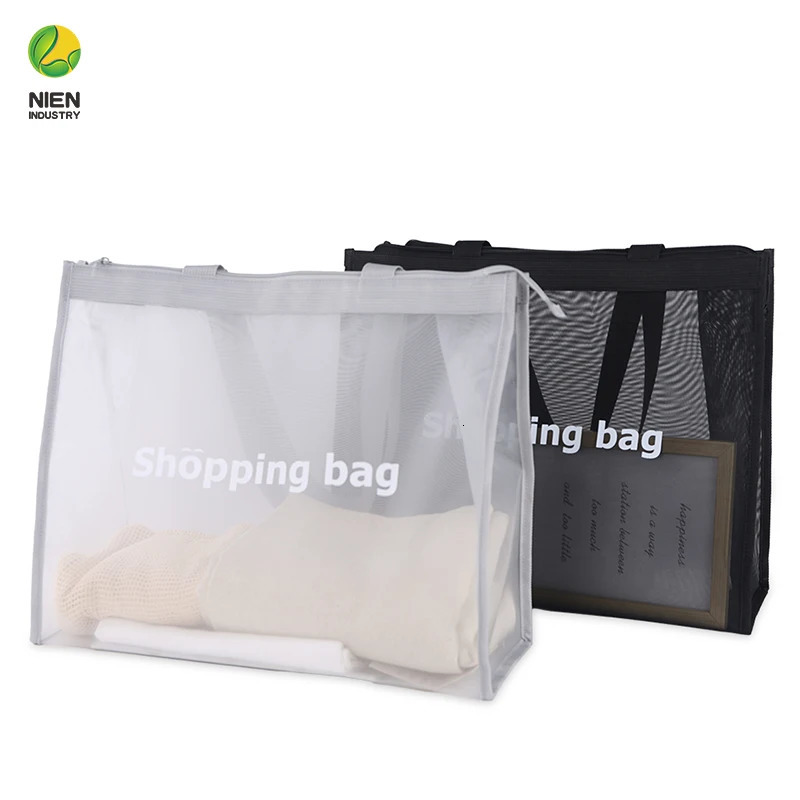 Extra Mesh Shopping Bag For Women Holiday Travel Beach Bags With Drawstring Shoulder Handbag Reusable Shopping Tote Bags 250515
