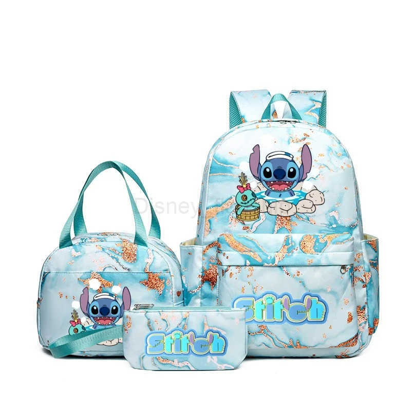Disney 3pcs Lilo Stitch Anime Backpack Set With Lunch Bag And Pencil Bag Large Capacity Lightweight And Breathable Outdoor KnapsackXJ250515