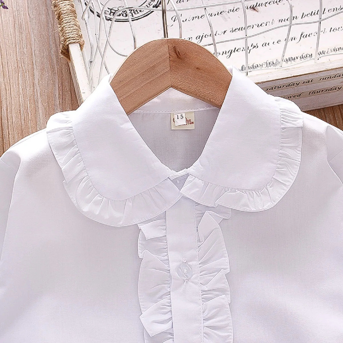 Spring Baby Girls White Shirt Solid Pocket Decorative Polo Long Sleeve Top Bottom Shirt 250515