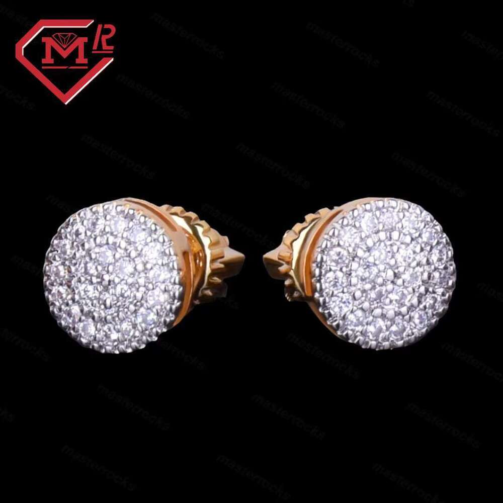 Pure sier round VVS Moissanite chilled men's hip-hop earrings