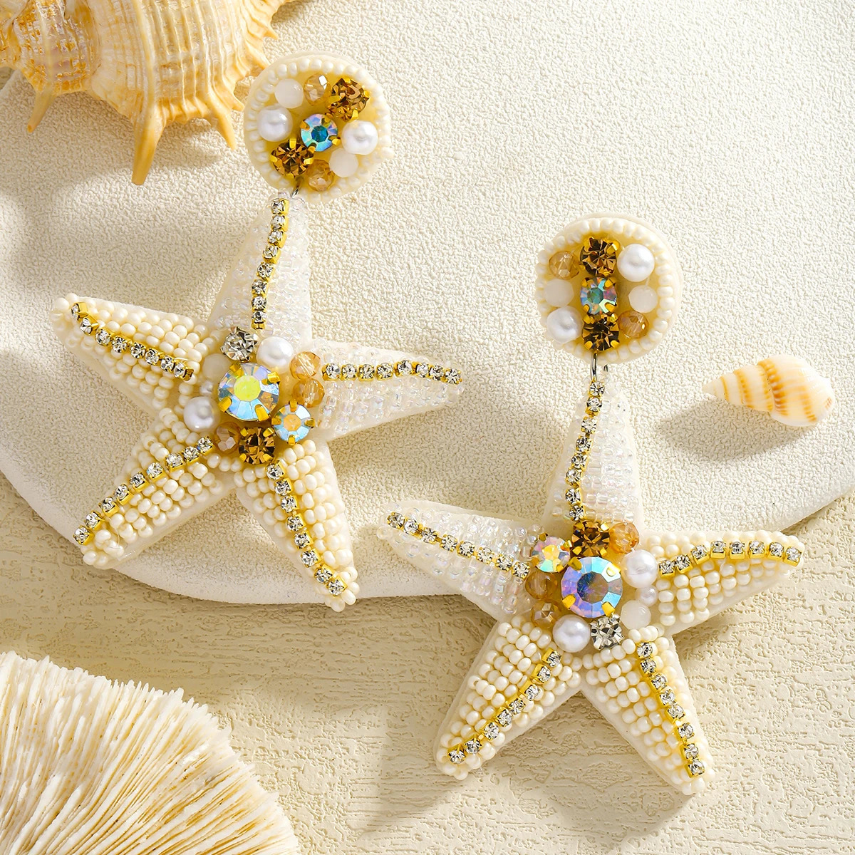 Creative Starfish Dangle Earrings For Women Bohemia Handmade Rice Beaded Sea Animal Jewelry Summer Beach Statement Accessories 250515