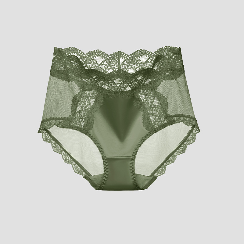 Lingerie French Romantic Summer Lace Sexy Panties Underwear Thin Girls Briefs Gather Belly Ice Satin Silk Lift Hip Mesh For Women Floral Briefs Lace P