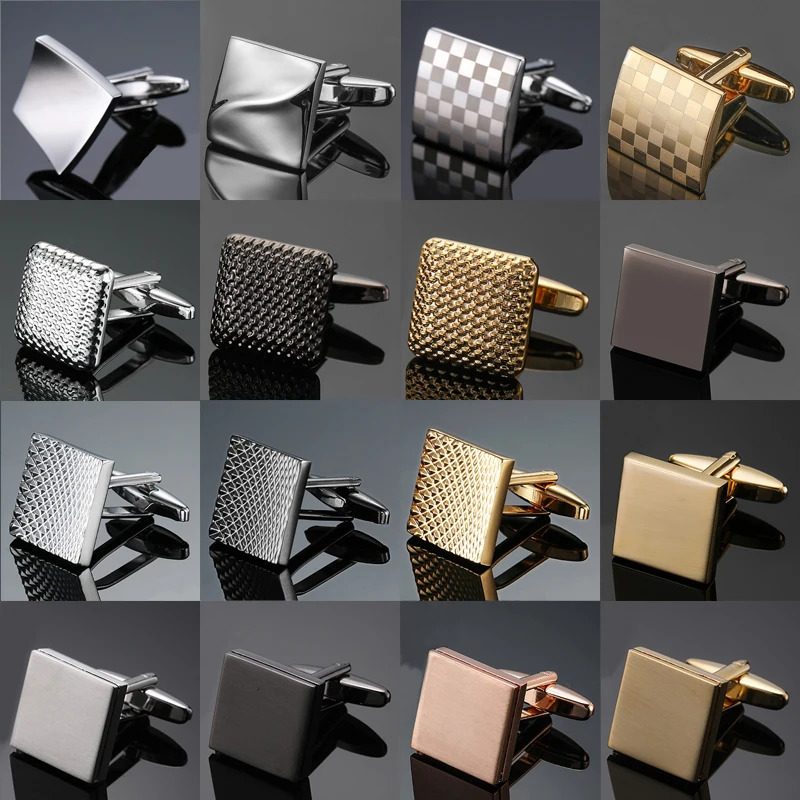 High end mens French shirt cufflinks Classic Square laser lattice wire drawing cuffs buttons business suit accessories jewelry 250515